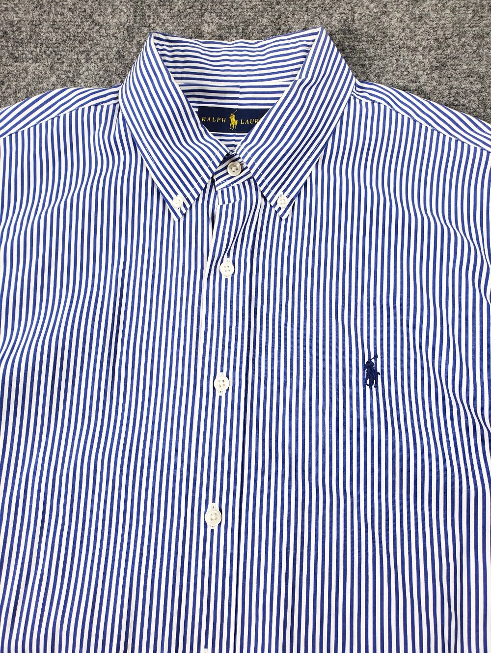 Ralph Lauren Striped Poplin Shirt XL Blue Button Down Preppy Business Casual - Picture 5 of 9